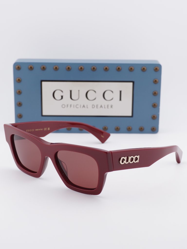 Gucci Gg1835s 003 Square Sunglasses - Shiny Burgundy\Burgundy